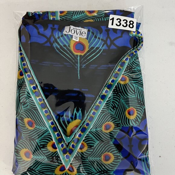 Jovie One Size Peacock Floral Kaftan Long Dress Pockets Vibrant Multicolor Boho - Picture 14 of 14